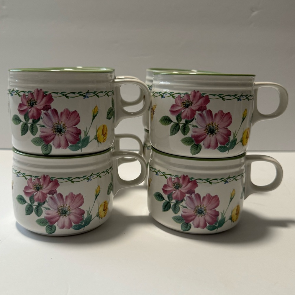 Garden Bloom Ceramic Coffee Mugs by Studio Nova Set of 8